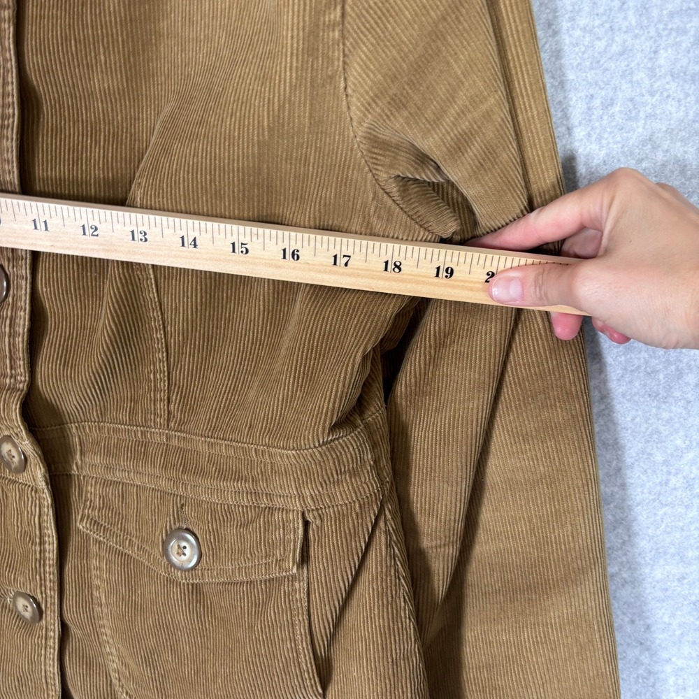 Y2K Vintage Corduroy Barn Chore Coat Jacket Medium Faux Fur Collar Penny Lane - Picture 7 of 11